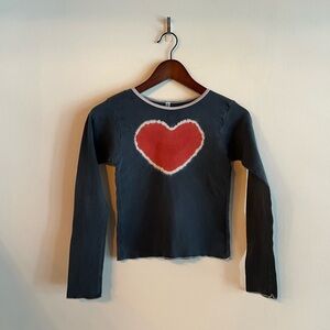 Pretties Venice Long Sleeve Navy Heart Tee Medium